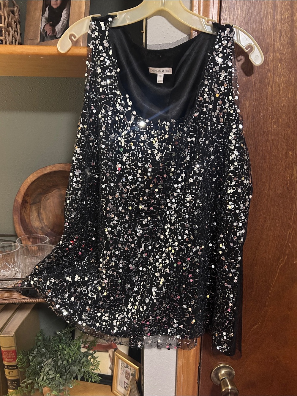 Fashion Bug Black Sequin Tank Top